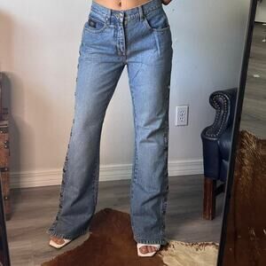Vintage Harley-Davidson Blue Snap Flare Jeans – Size 4 (26/27)